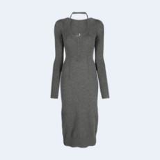 에르마노 설비노 홀터넥 니트 미디 드레스